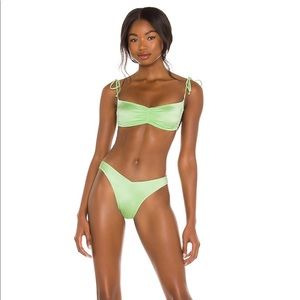 Foxy Green satin Frankies bikini